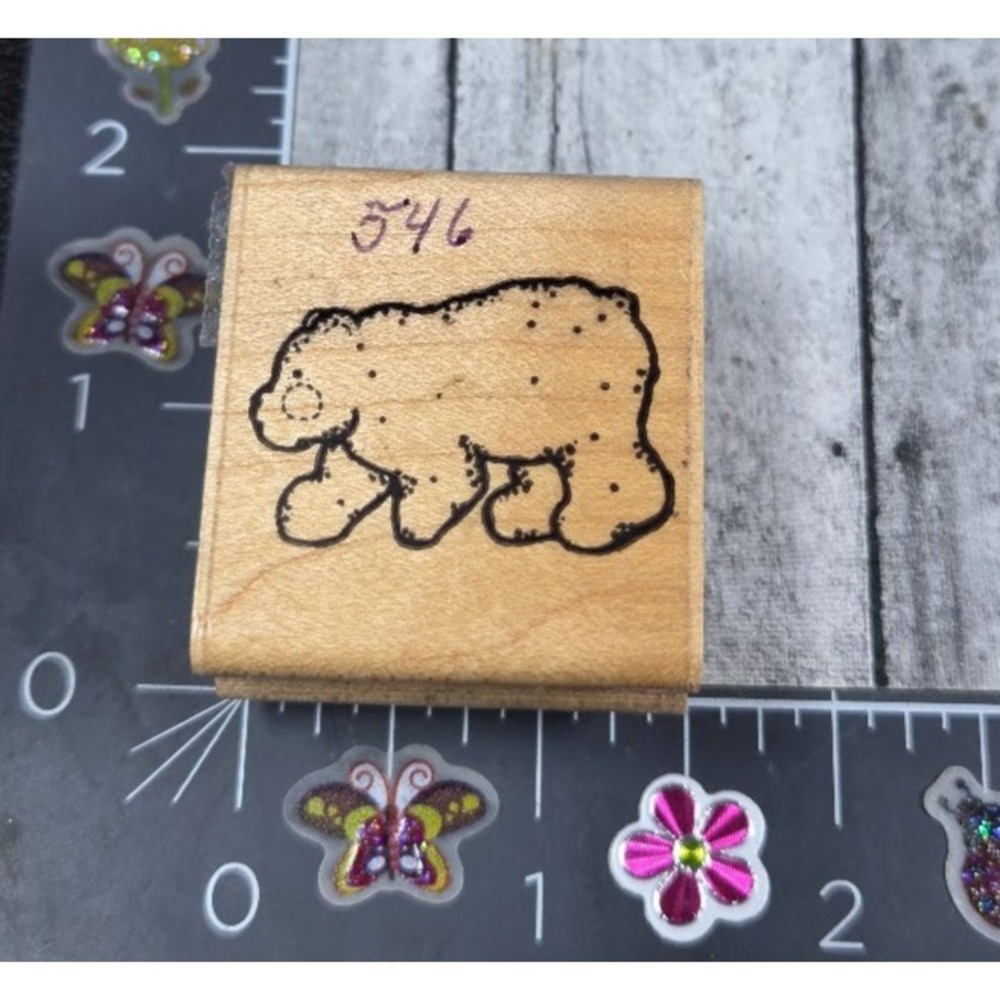 Dots Little Big Bear Country Stitch C196 Rubber Stamp Wood #P111